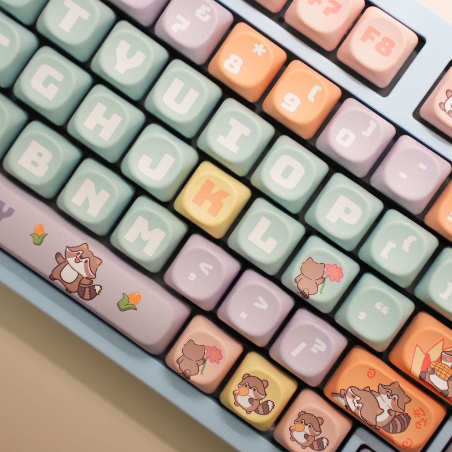 MOA Profile PBT Cute Raccoon Theme Full Set of Keycaps