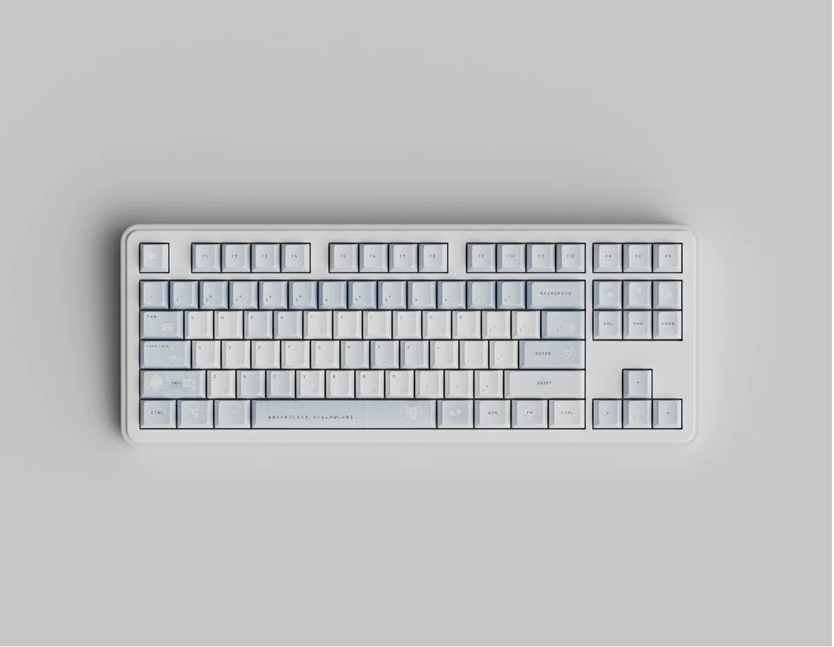 #0294 Aqua Angel Cat Cute Anime Keycap Set – Kawaii Medical Nurse Cat PBT Mechanical Keyboard Keycaps Cherry Profile Designed By Cola