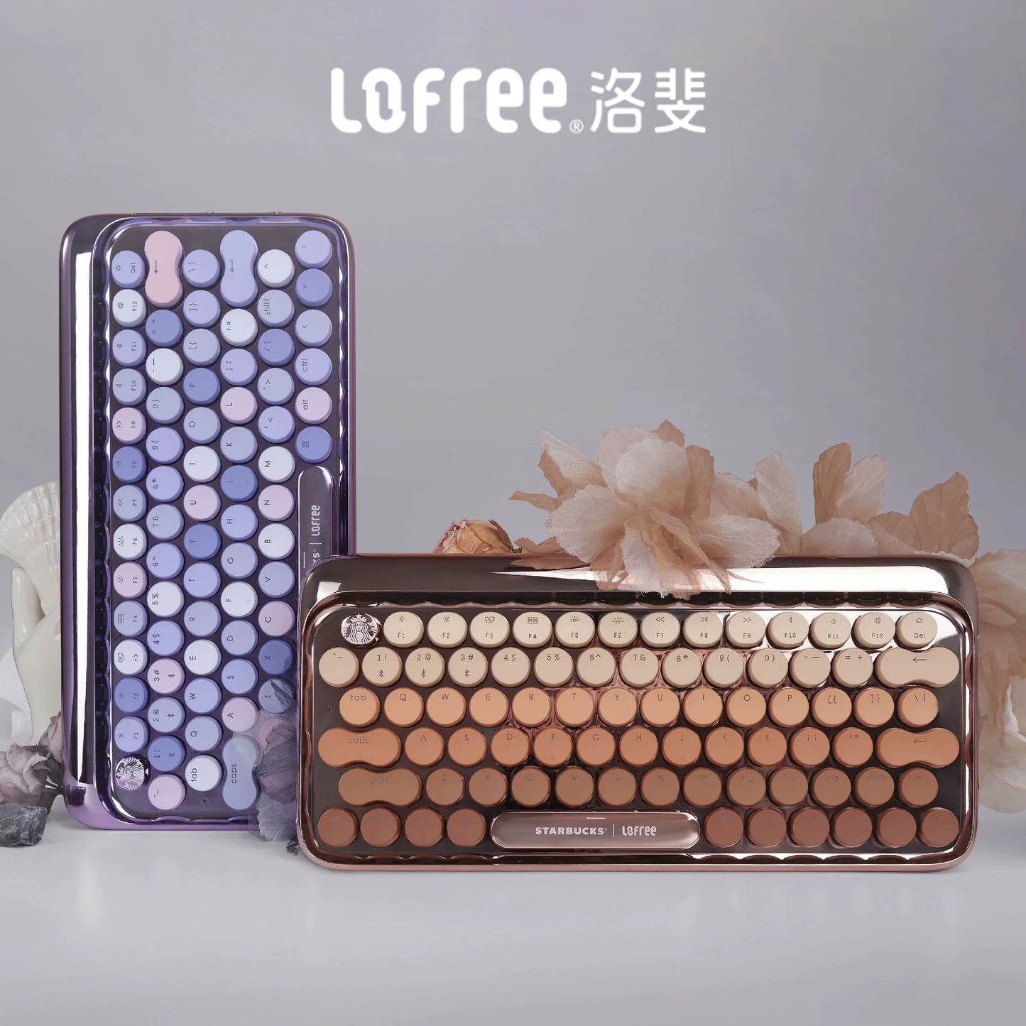 Lofree DOT Coffee Theme Mechanical Keyboard Set For Windows/Mac Tablet Office Bluetooth