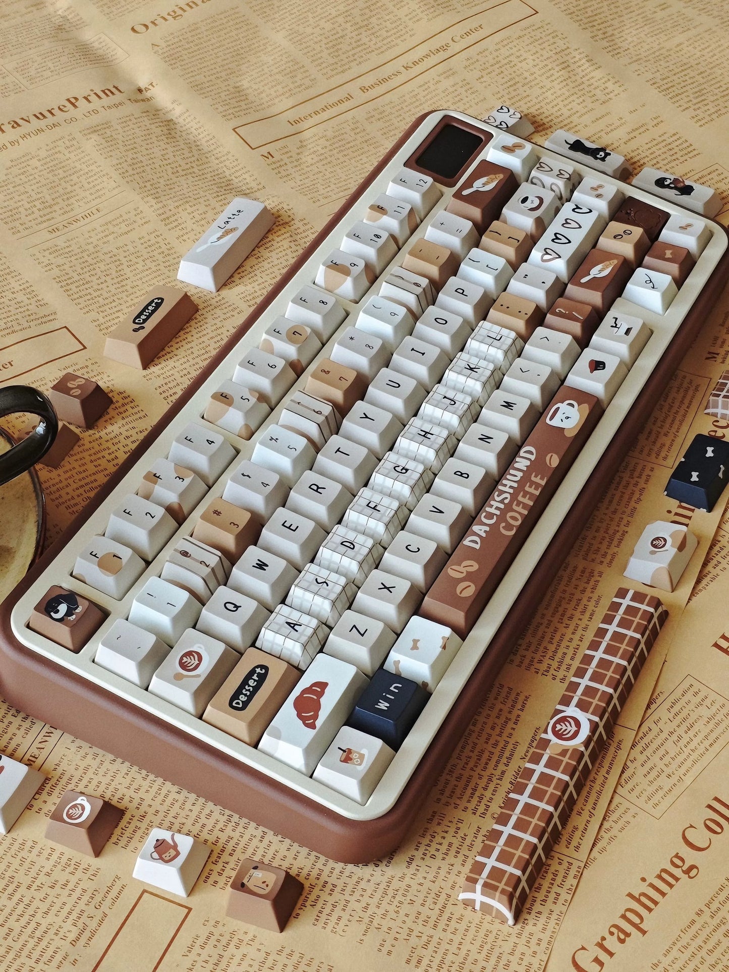 #0239 Sausage Doggy Americano Coffee Autumn and Winter Latte Brown Keycap Cherry Profile Designed By Chocolate Chestnut