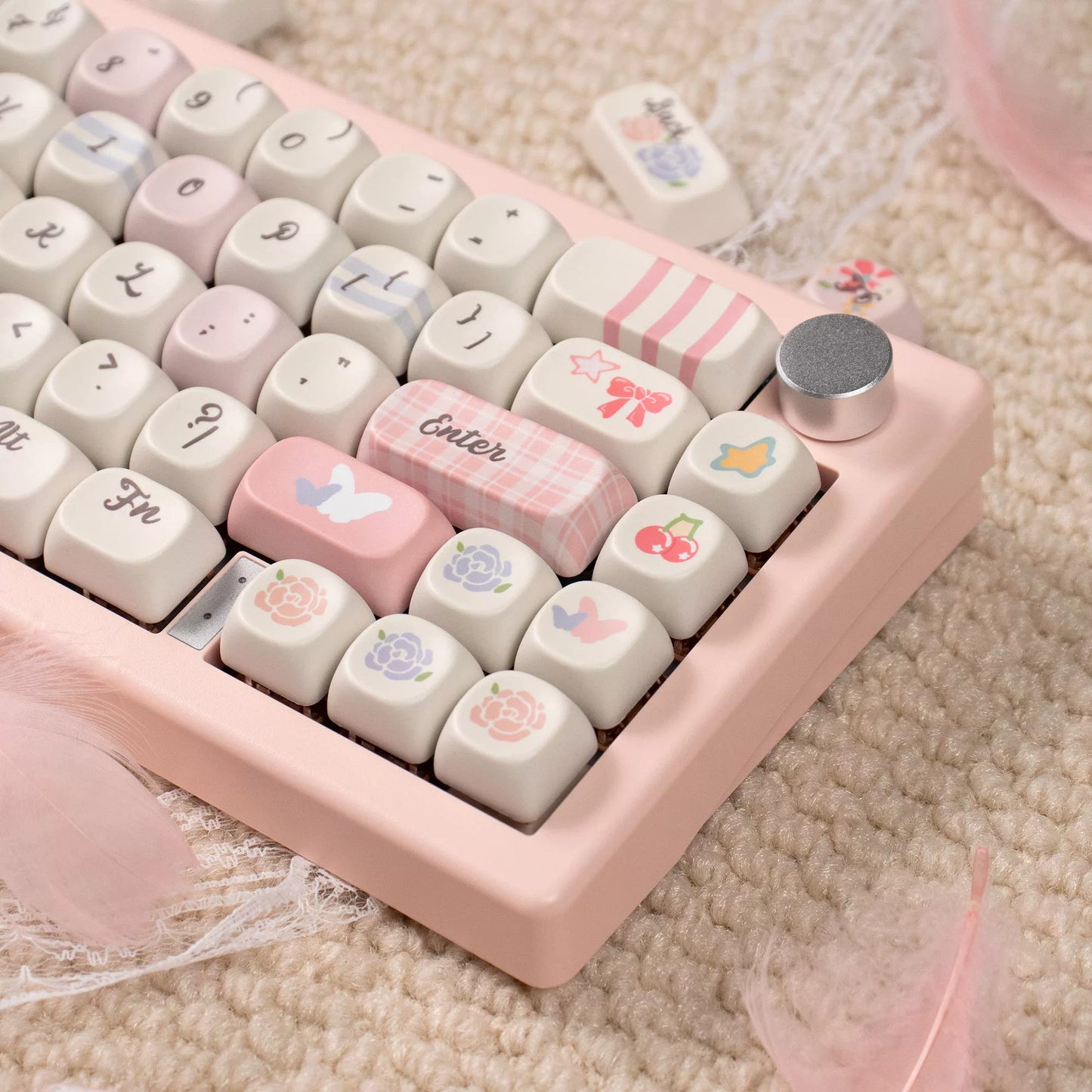 043 Pastel Pink Blue Grids Garden Keycap Cherry/ MOA Profile 152 keys BeeFun design