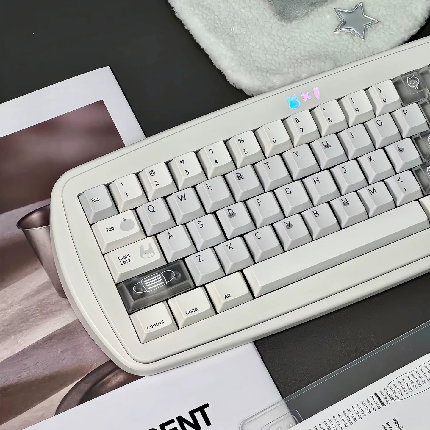 #0280 Cream Sticky Notes Simple and Milk White Pale Gray Keycap Cherry Profile