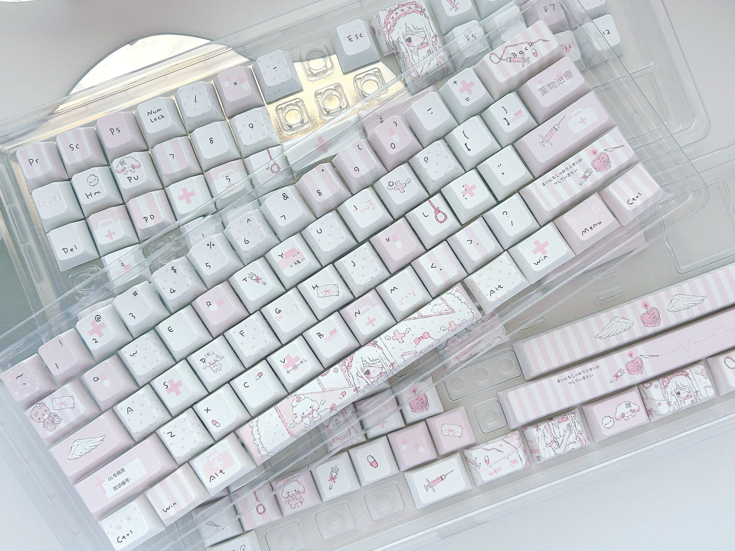 #0286 1 Angel Treatment Room Cold White Light Pink Keycap Cherry Profile