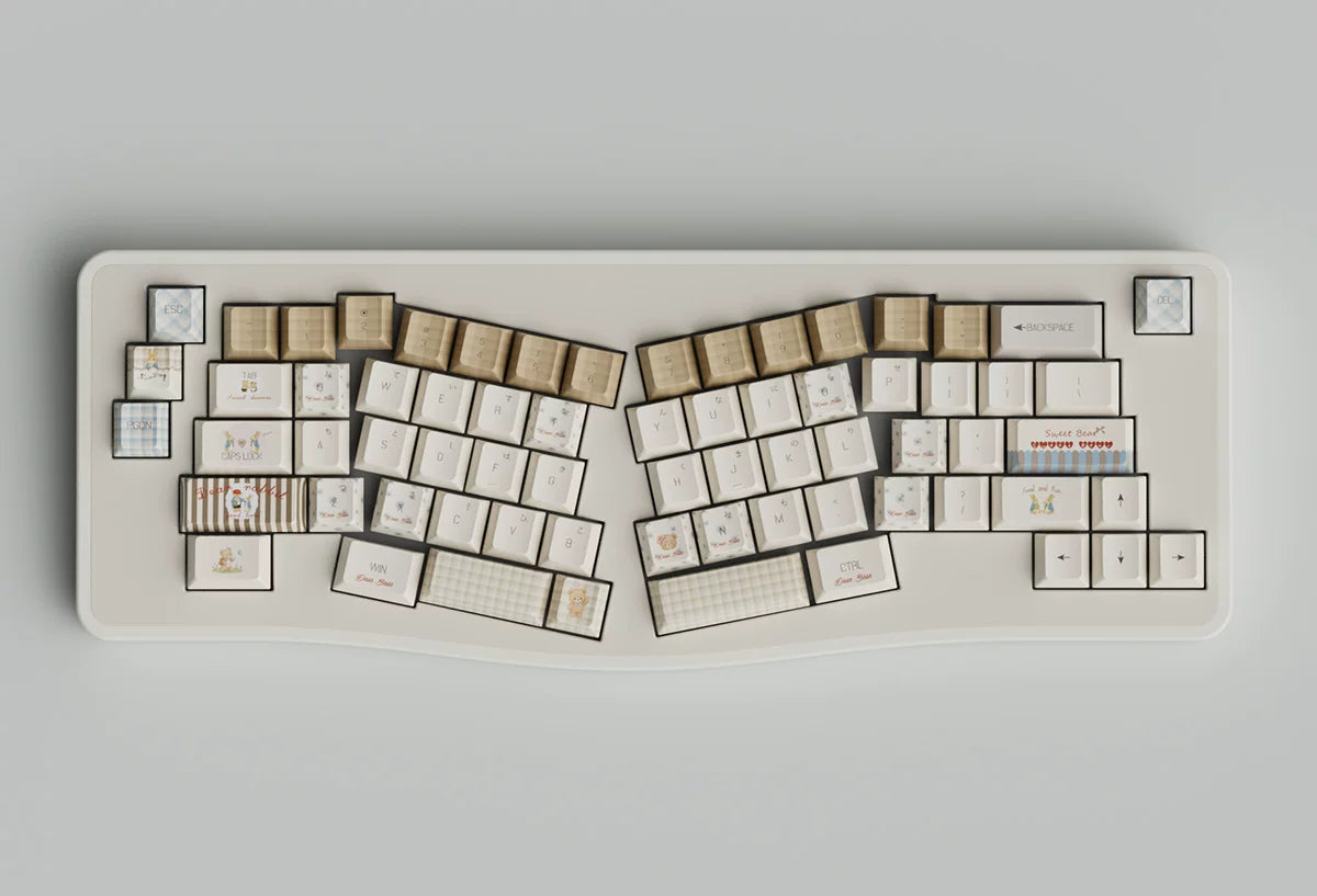 #0283 Milk Coffee Bear Cream Letter Tea Party Keycap Cherry Profile Designed By COLA