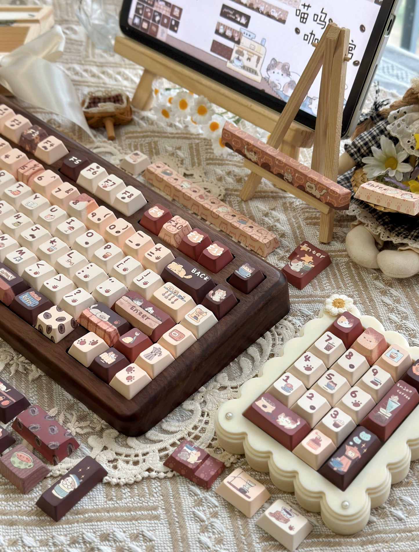 LilyX Lab Meow Cafe Cute Vintage Cherry/SOA Profile Keycap 138-keys