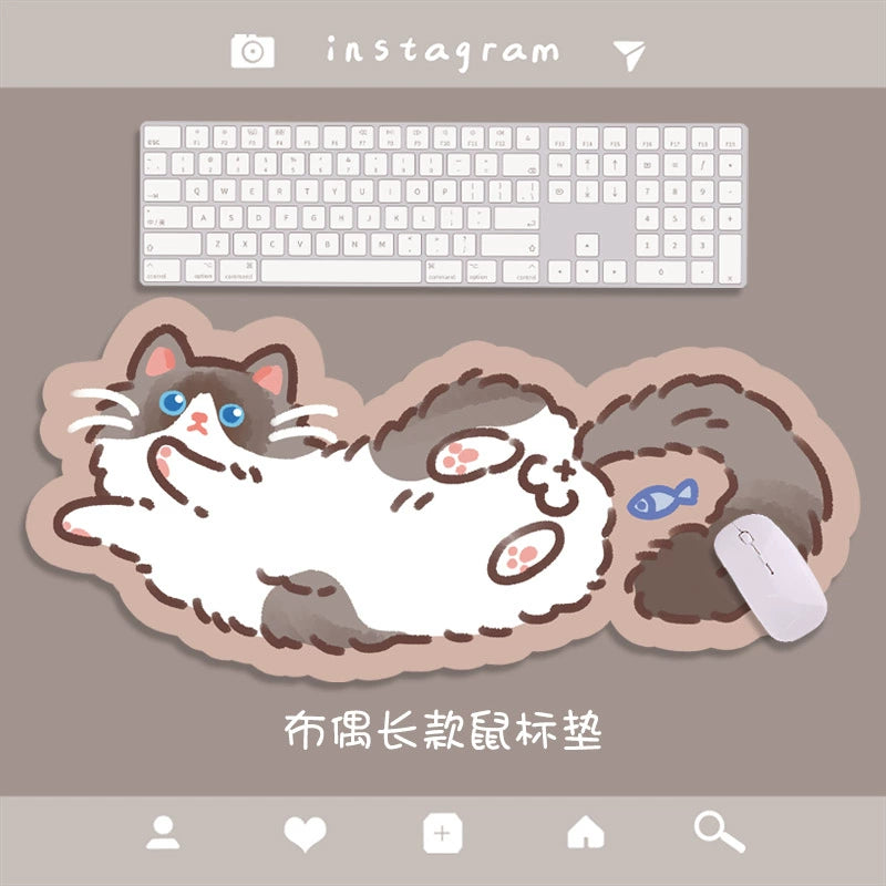 Kitty Cat Shaped Large Soft Mousepad Table Mat Kawaii Cute Cartoon Unique Girl Computer Desk Mat Keyboard Pad