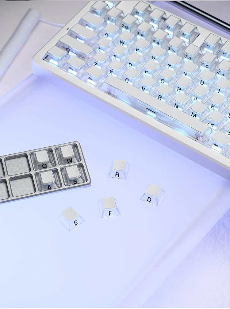 #0213 Leather Top Clear Keycaps Designed By OSHID（only keycaps not including keyboeard)