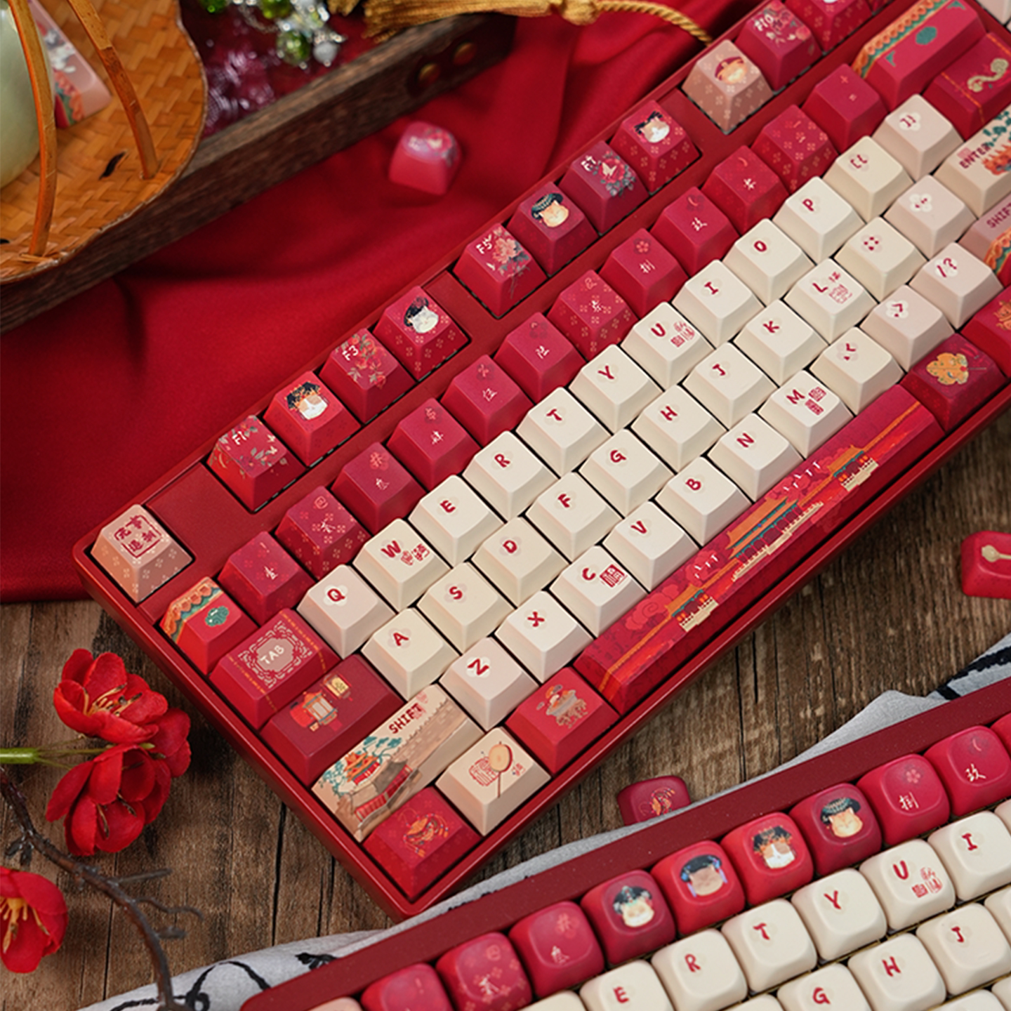 #0268 Red Forbidden City Cat Keycap Cherry/FOA Profile (not Including Keyboard)