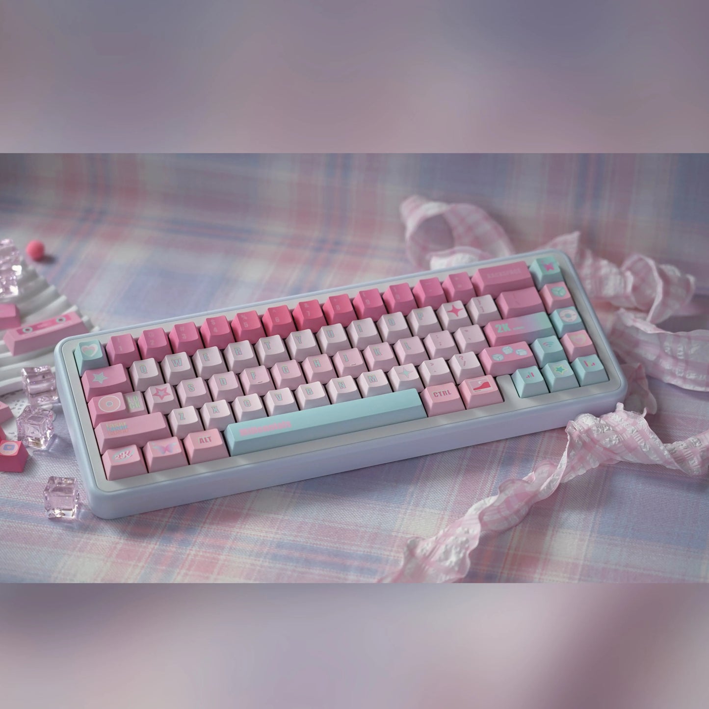 095 Millennial Girl Y2k Style Pink and Blue Keycaps Cherry Profile