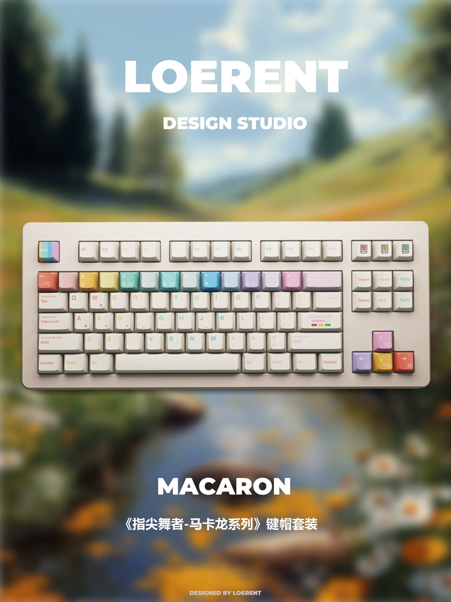 #0252 Loerent Fingertip Dancer - Macaron Color Scheme PBT Keycaps Cherry Profile (not Including Keyboard)