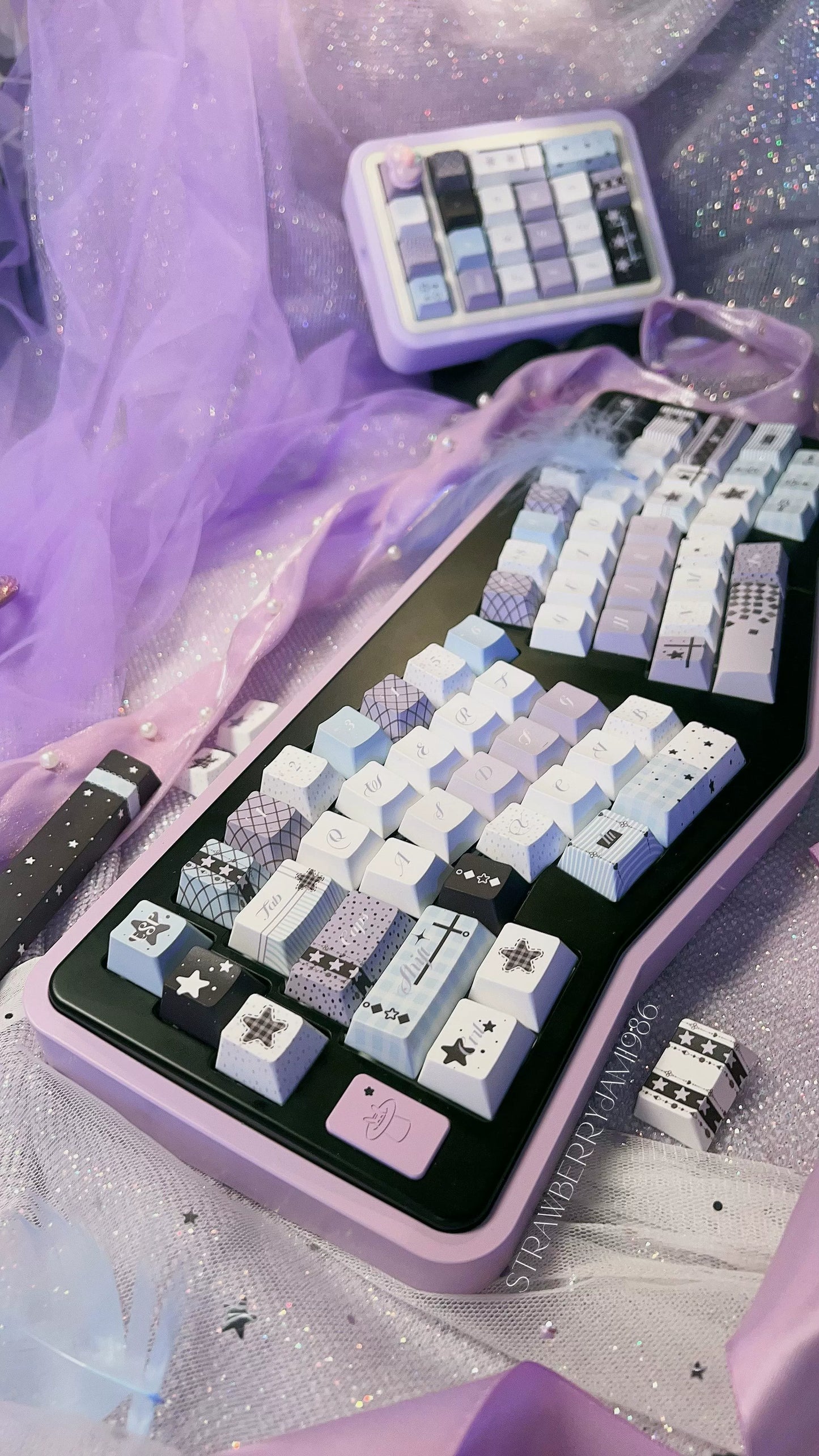 099 Blue Purple Black Star Dream Keycap Cherry Profile