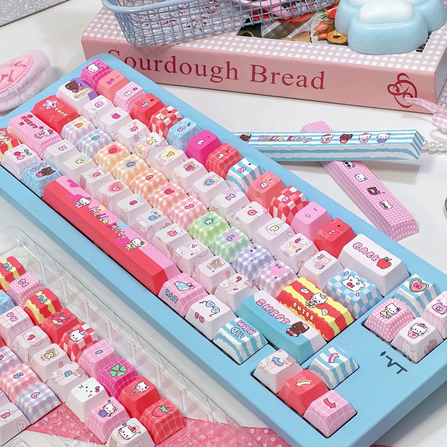 #0232 Kitty Keycap Hellokitty Fan Cute Pink Keycap Moa/cherry Profile (not Including Keyboard)