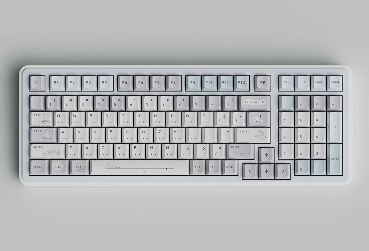 #0285 Gray Ins Kaomoji Cute Minimalist Keycap Cherry Profile Designed By Colakeycaps