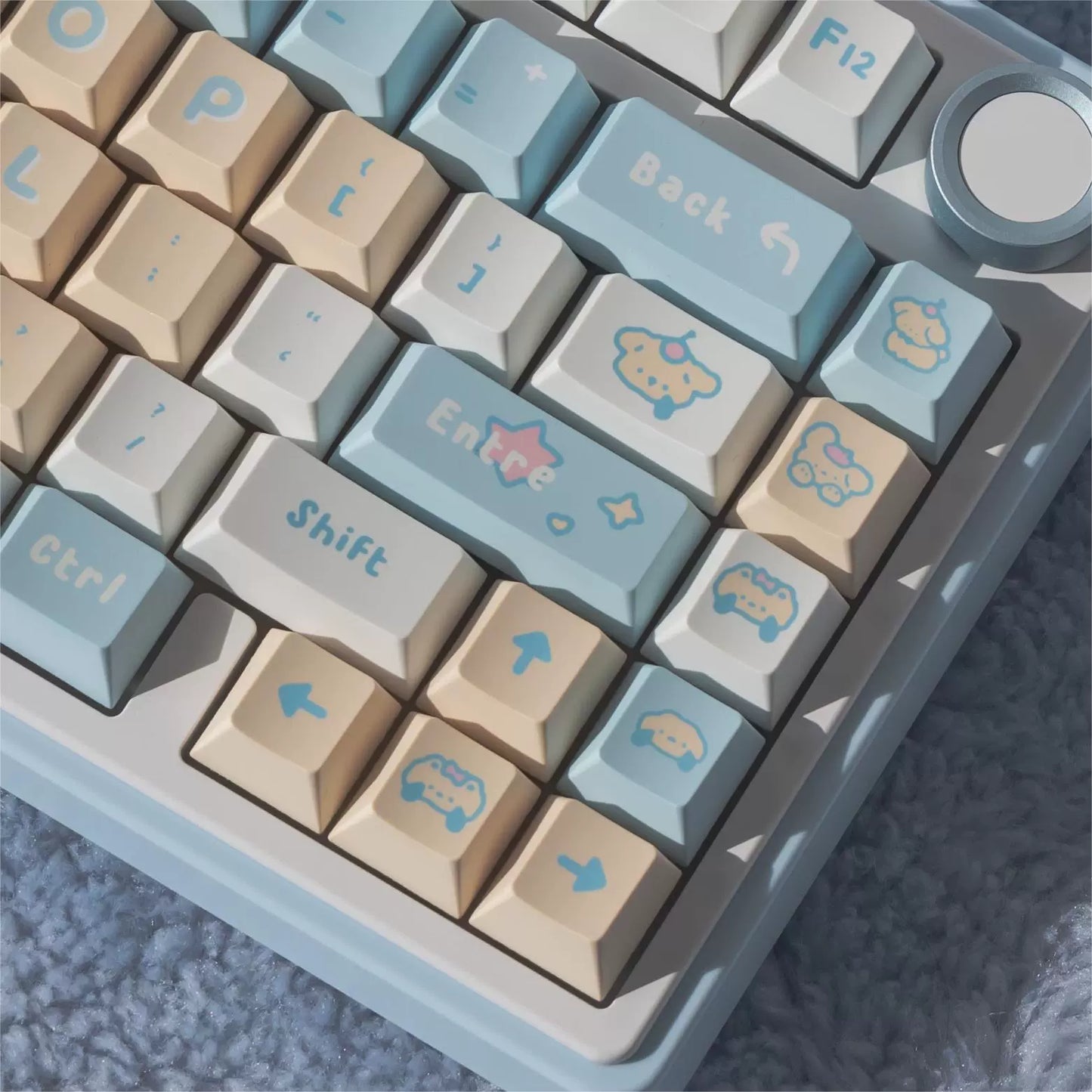 073 Pastel Yellow Blue Crying Cutie Doggy Keycap Cherry Profile 144 keys