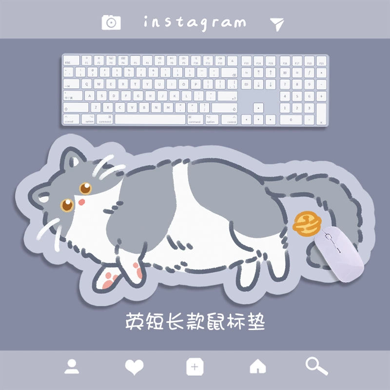 Kitty Cat Shaped Large Soft Mousepad Table Mat Kawaii Cute Cartoon Unique Girl Computer Desk Mat Keyboard Pad