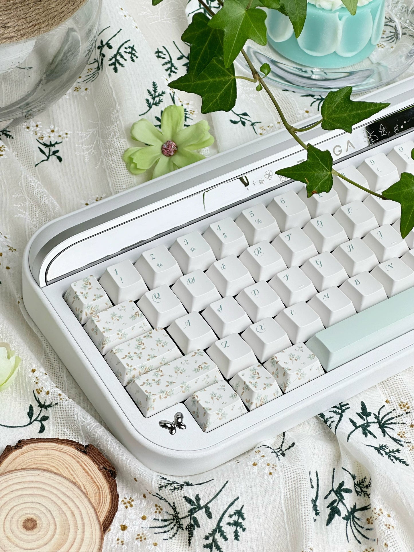 050 Pastel Green Eve Manor Floral Small Fresh Keycaps Cherry Profile Designed By MoCoo