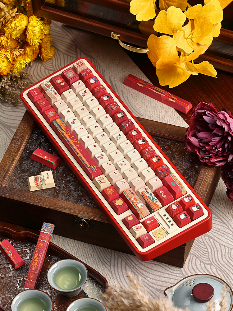 #0268 Red Forbidden City Cat Keycap Cherry/FOA Profile (not Including Keyboard)