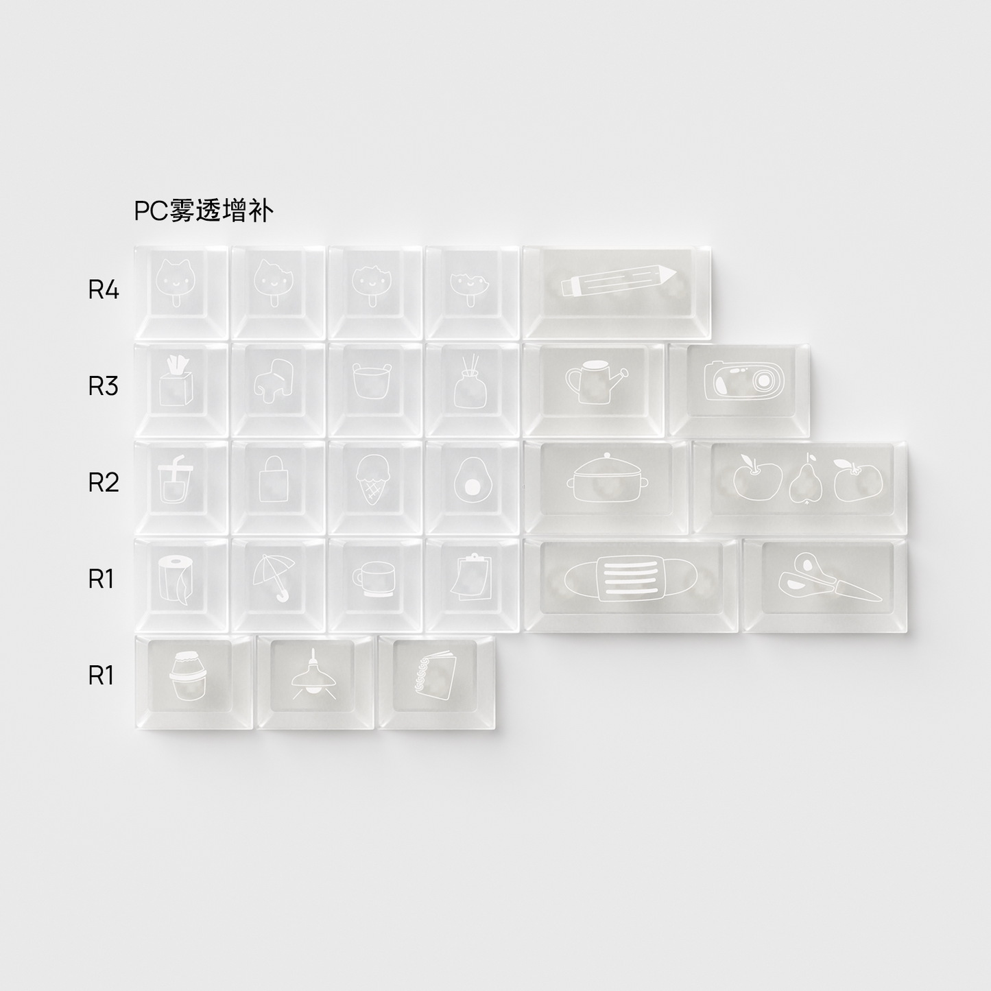 #0280 Cream Sticky Notes Simple and Milk White Pale Gray Keycap Cherry Profile