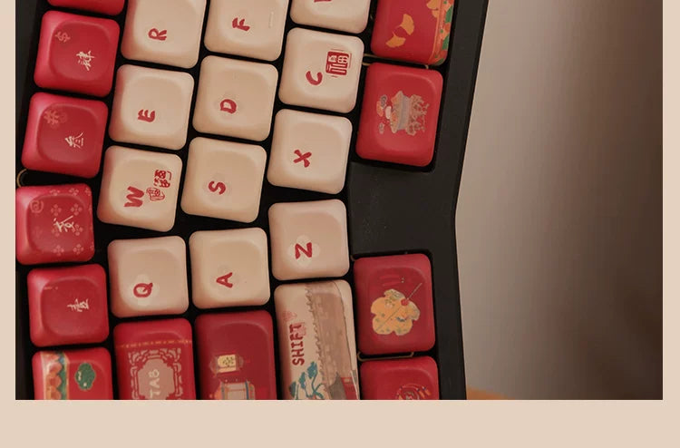#0268 Red Forbidden City Cat Keycap Cherry/FOA Profile (not Including Keyboard)