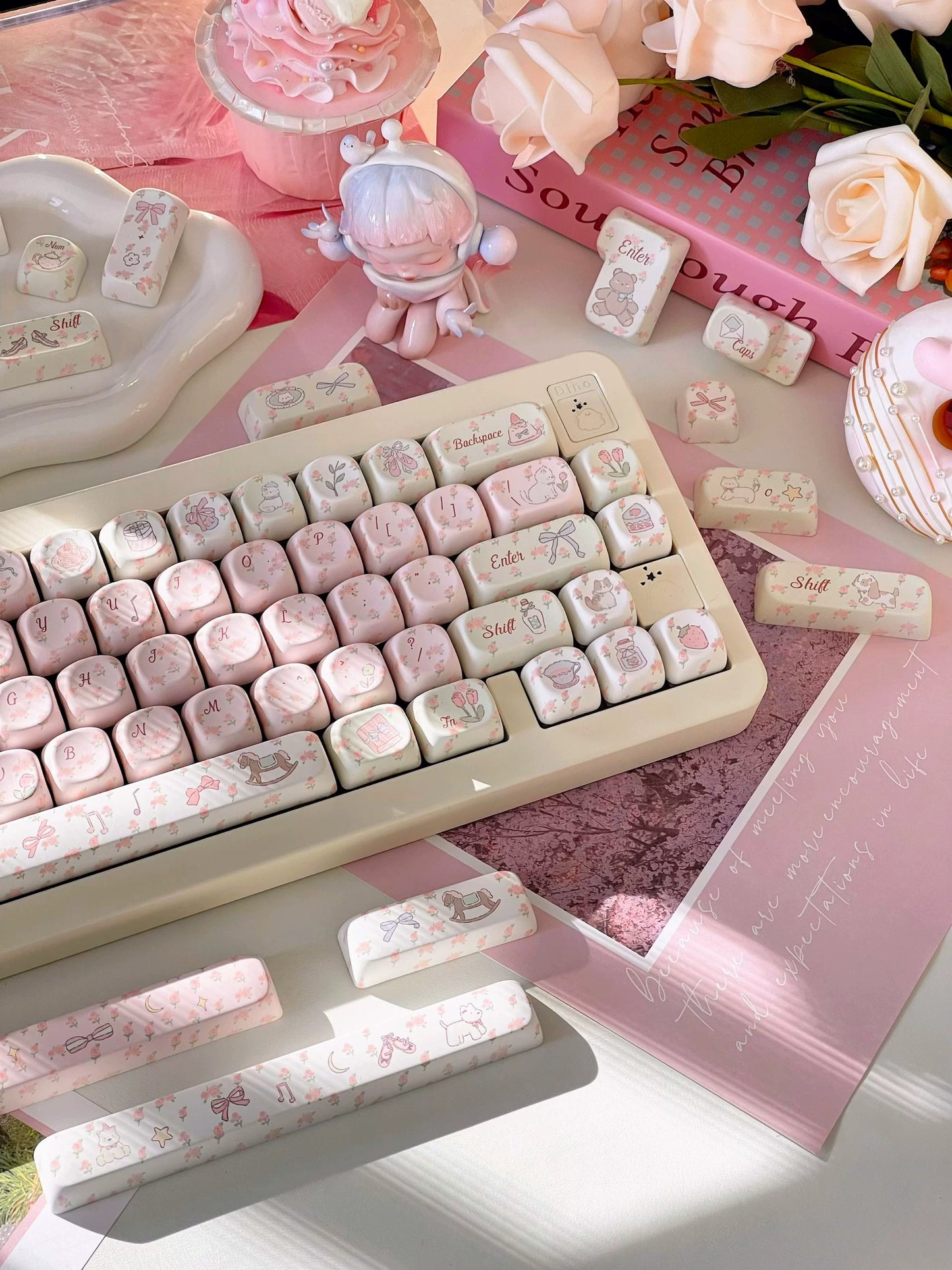 001 Flower French Style Spring Floral Gift Moa Profile 140 Keys Cute Keycap Set LlilyX Lab flower keycaps