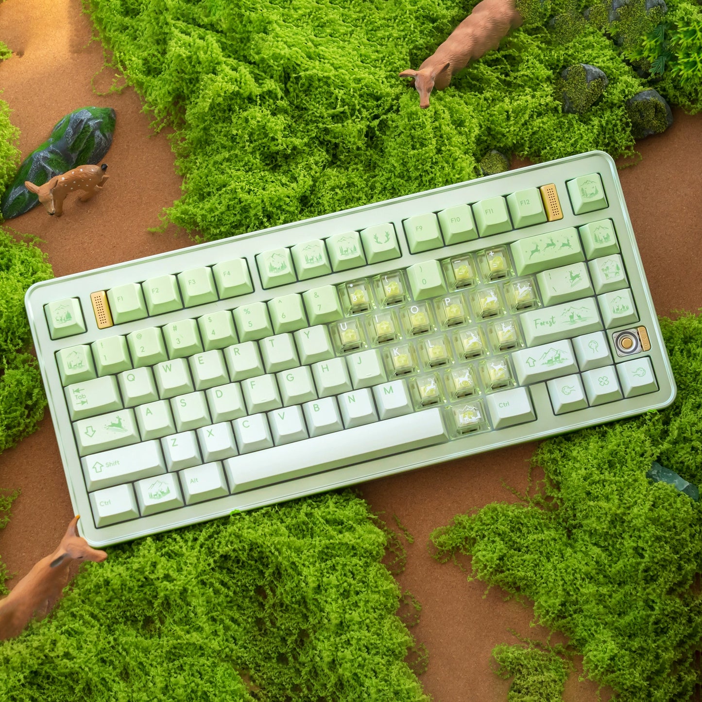 #0216 Fresh Green Dearwood Whisper Keycap Set Cherry Profile PBT146+PC115  （not including keyboard）
