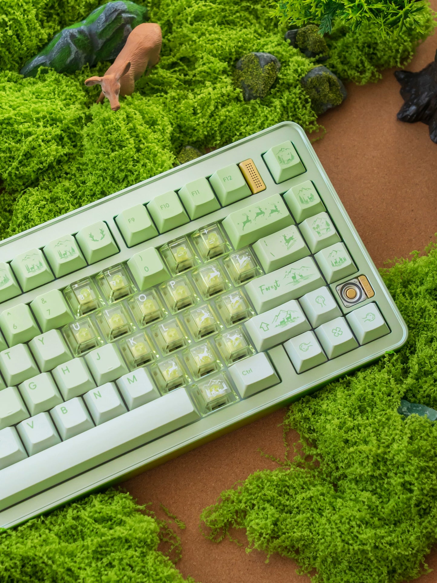 #0216 Fresh Green Dearwood Whisper Keycap Set Cherry Profile PBT146+PC115  （not including keyboard）