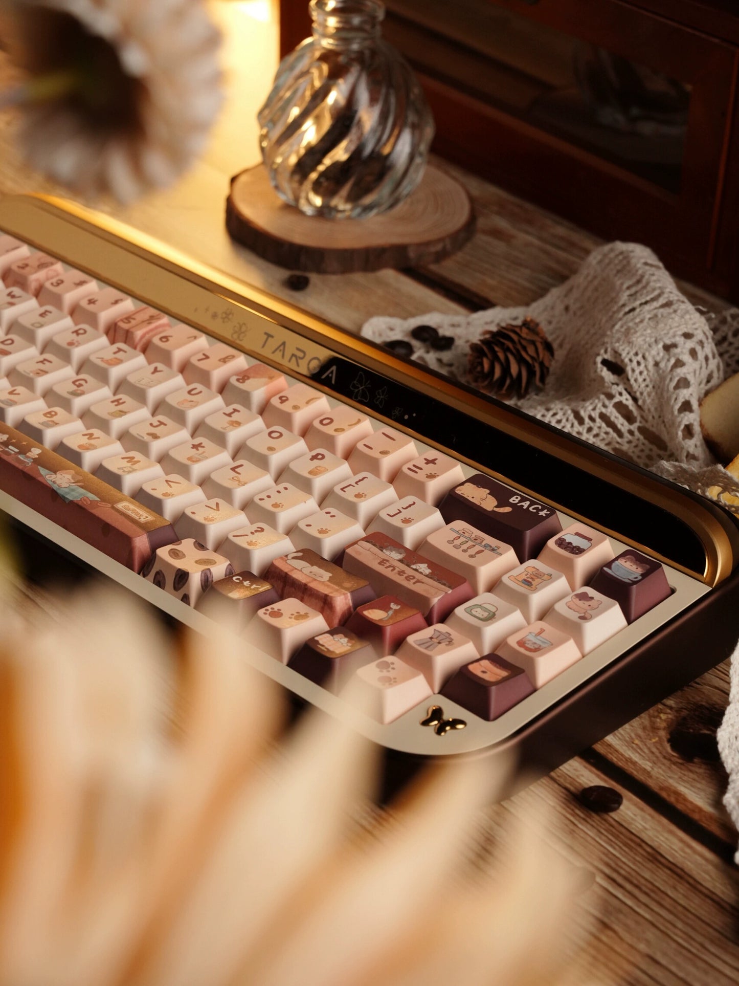 LilyX Lab Meow Cafe Cute Vintage Cherry/SOA Profile Keycap 138-keys