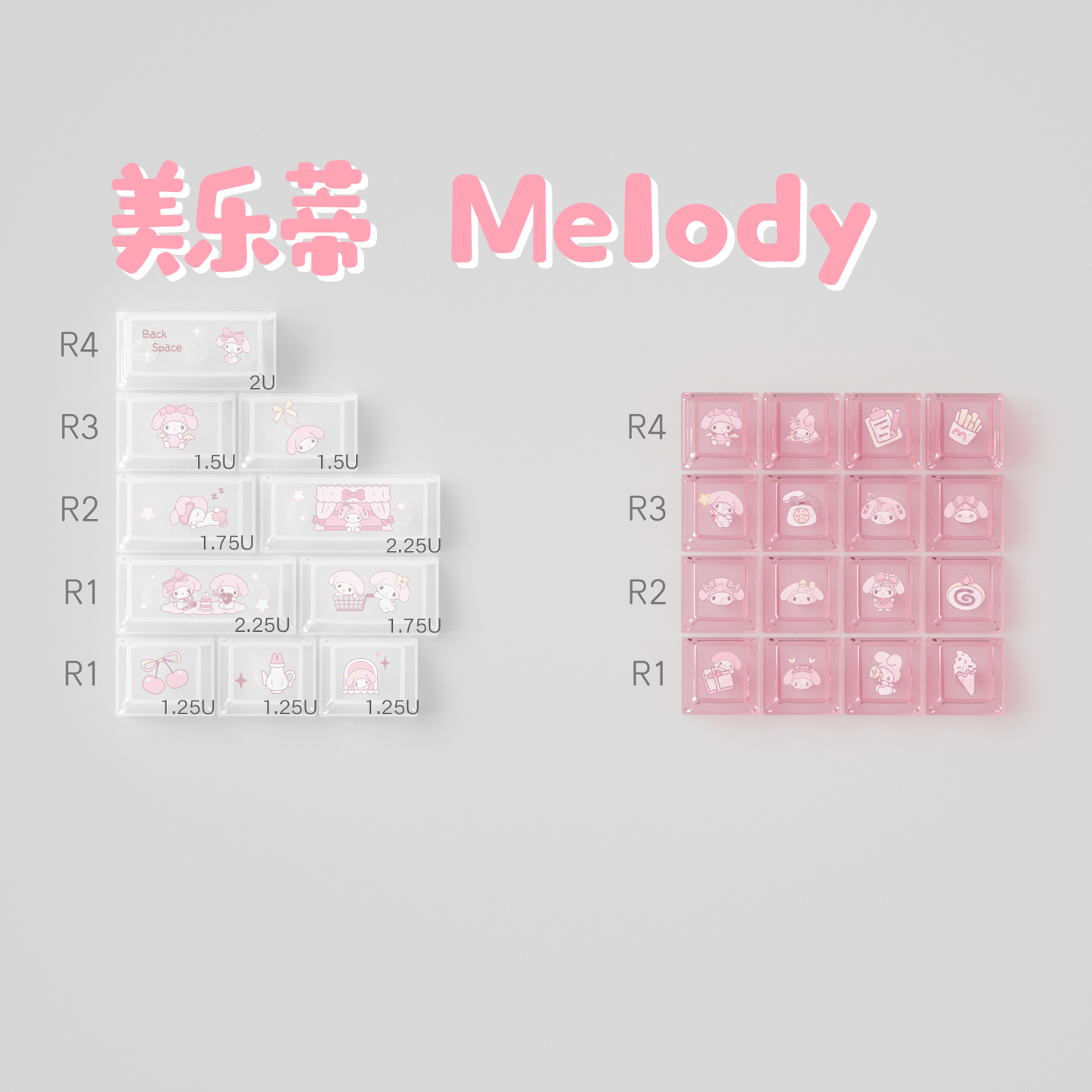 #0237 Melody Theme Pink Keycaps Designed By URE
