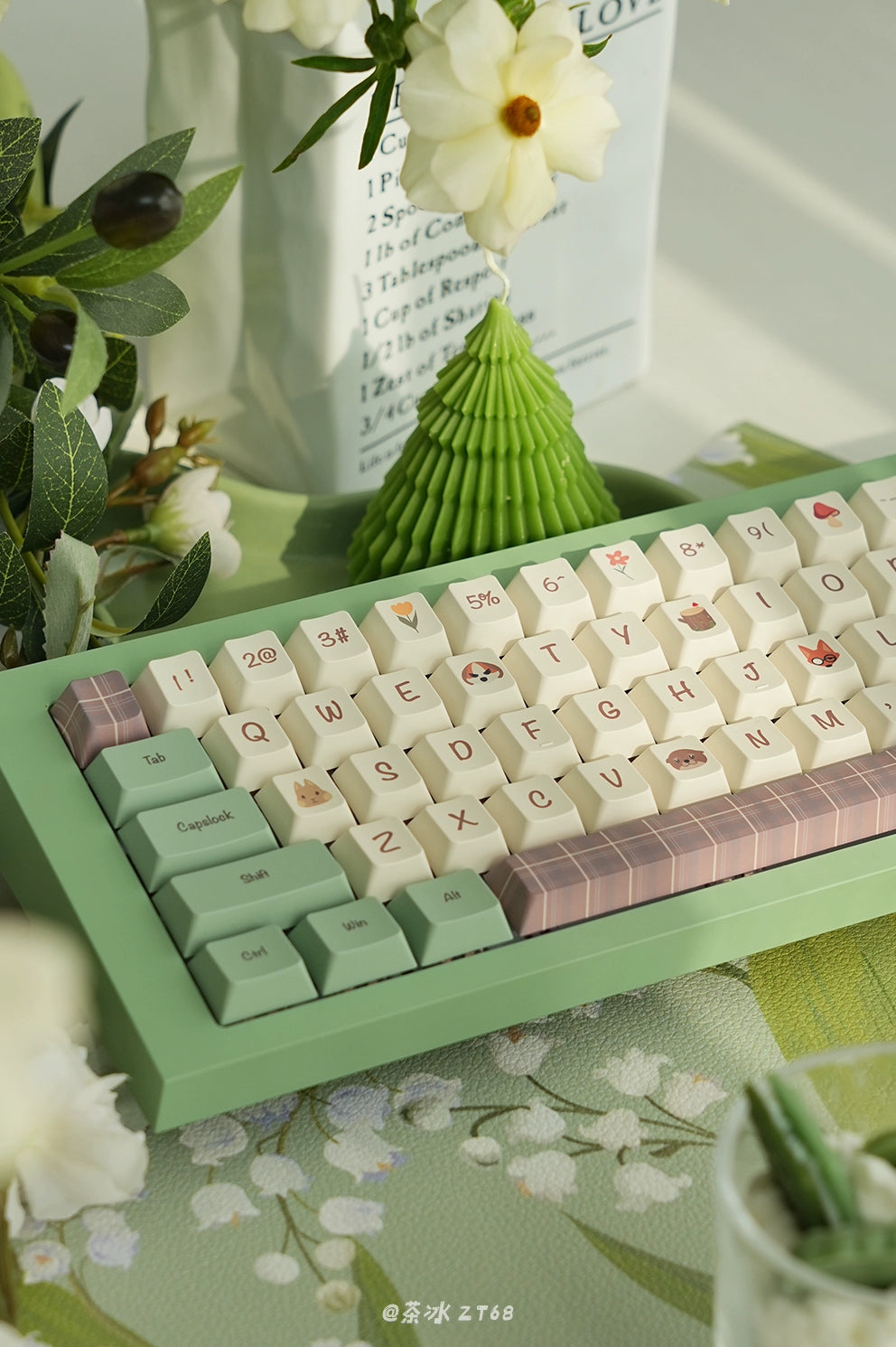 057 Forest Corner Mechanical Keyboard Cute Minimalist Keycap 143 Keys Cherry Profile Designed By Daydreamer