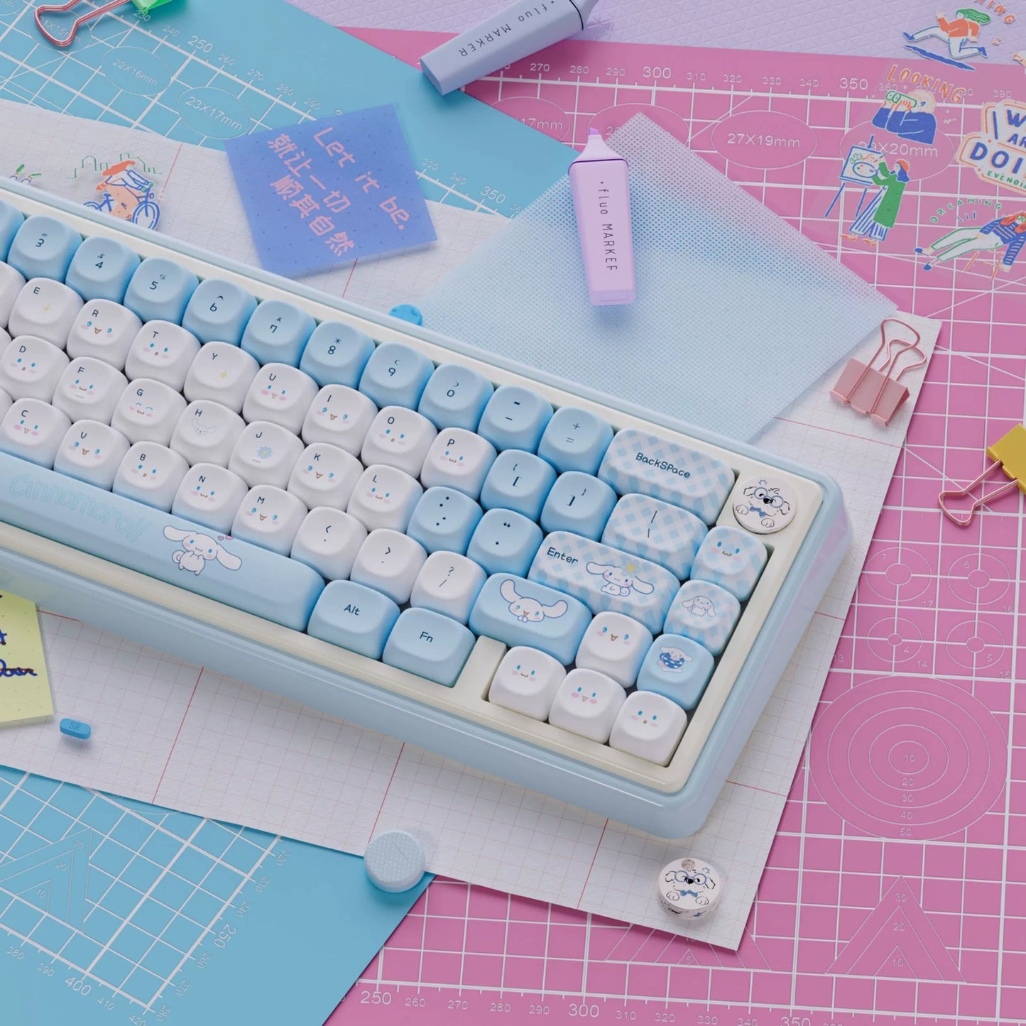 UR65 Blue/Pink/Red Mechanical Customized Keyboard (Tri-mode Gasket Hot Swap RGB Support QMK/VIA)
