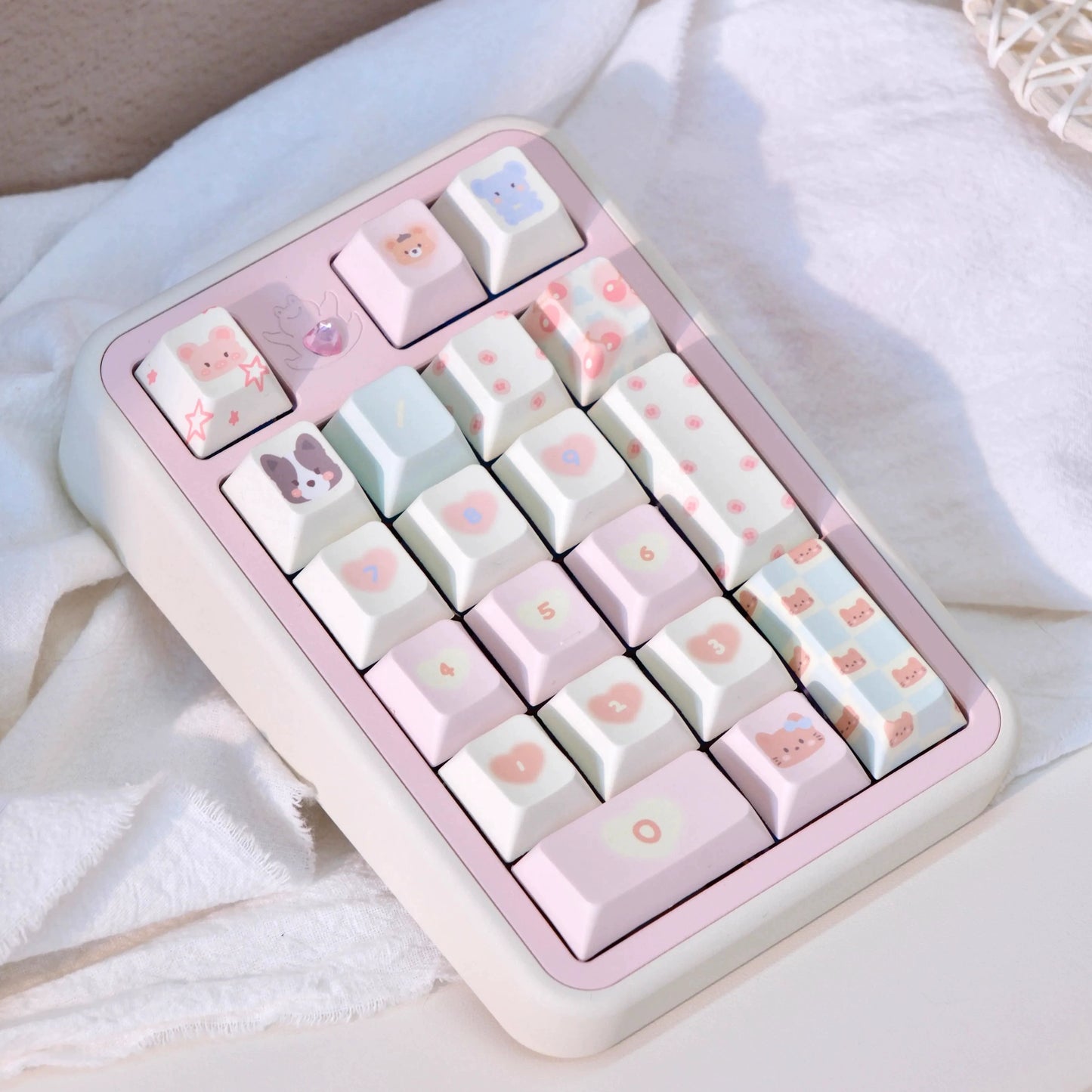 054 Piggy Cat Cute Zoo Animal Cream Style Pastel Pink Yellow Keycap Cherry Profile