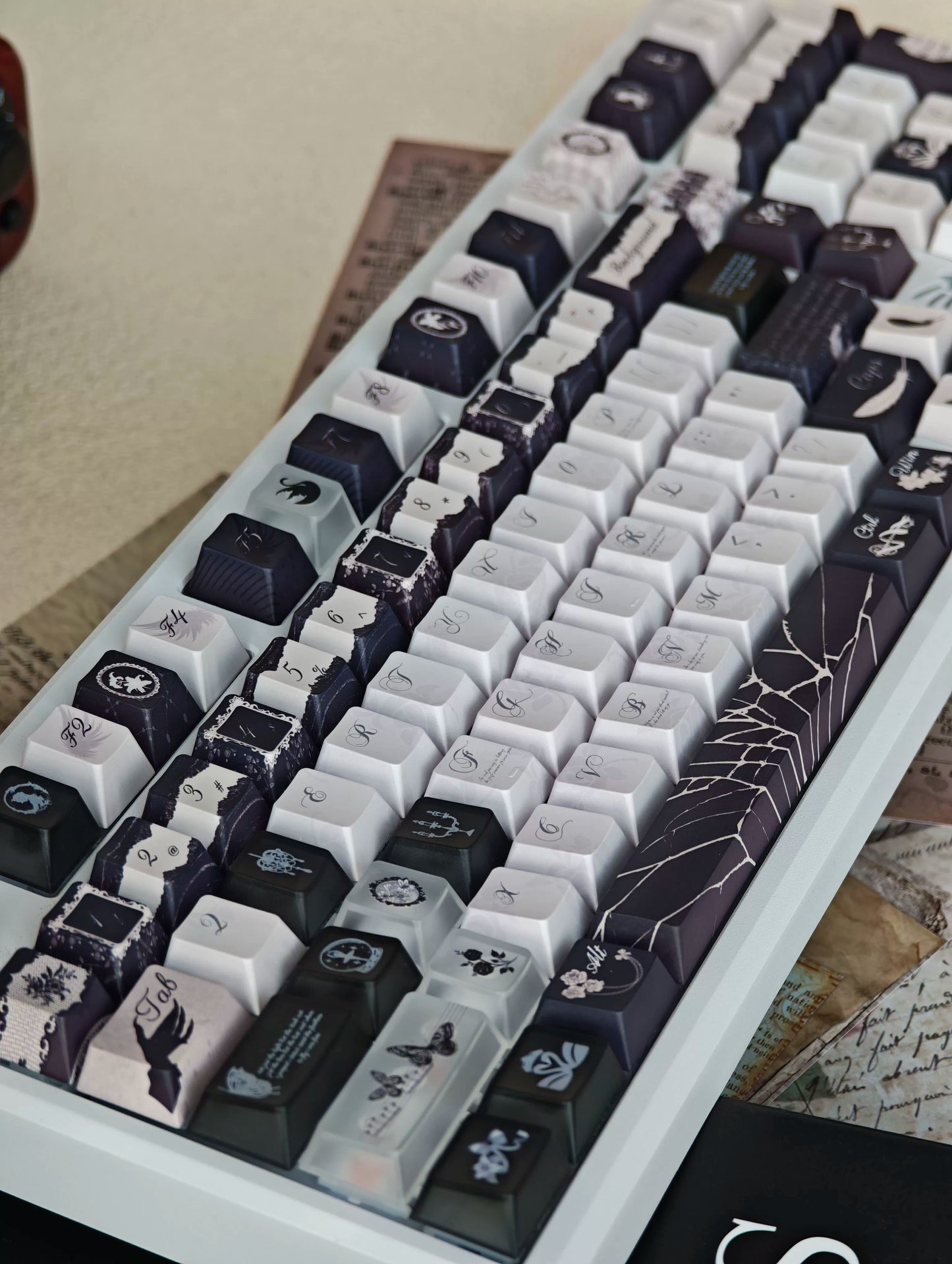 #0229 Dance of Ashes Black White Grey Keycap Designed By Miller