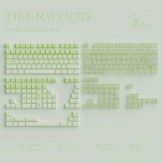 #0216 Fresh Green Dearwood Whisper Keycap Set Cherry Profile PBT146+PC115  （not including keyboard）