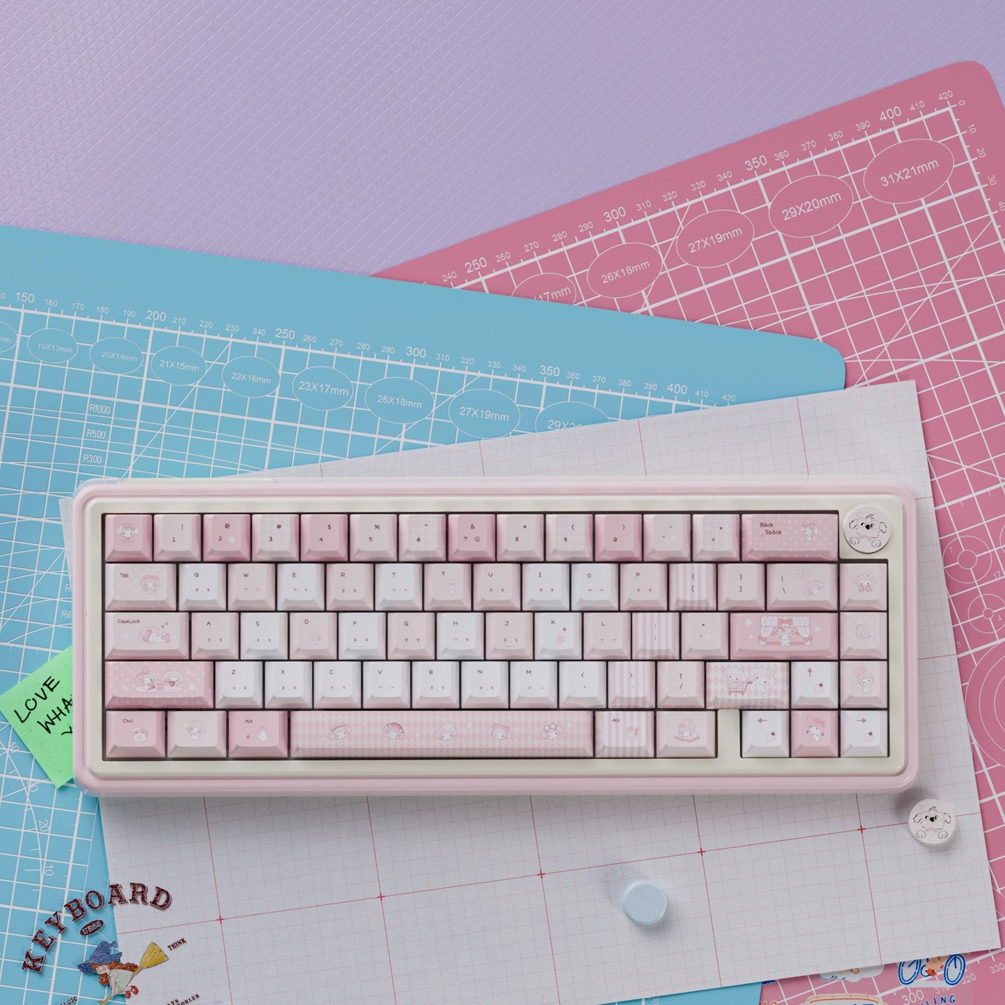 UR65 Blue/Pink/Red Mechanical Customized Keyboard (Tri-mode Gasket Hot Swap RGB Support QMK/VIA)