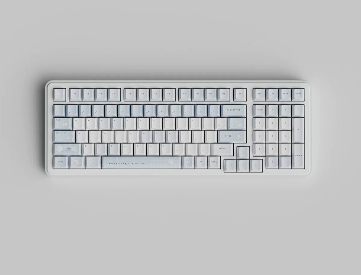 #0294 Aqua Angel Cat Cute Anime Keycap Set – Kawaii Medical Nurse Cat PBT Mechanical Keyboard Keycaps Cherry Profile Designed By Cola