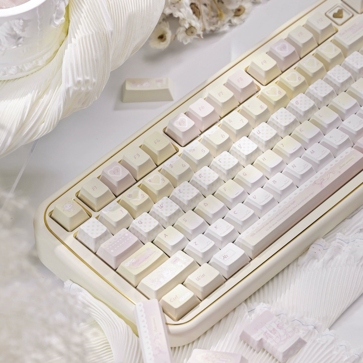 #0217 Summer Dream Fresh Cute Ballet Yellow Pink Keycap Designed By Bluebird(not including keyboard)