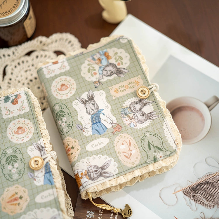 A5A6 loose-leaf garden flower lace pastel green princess rabbit small retro handbook scratch craft notebook