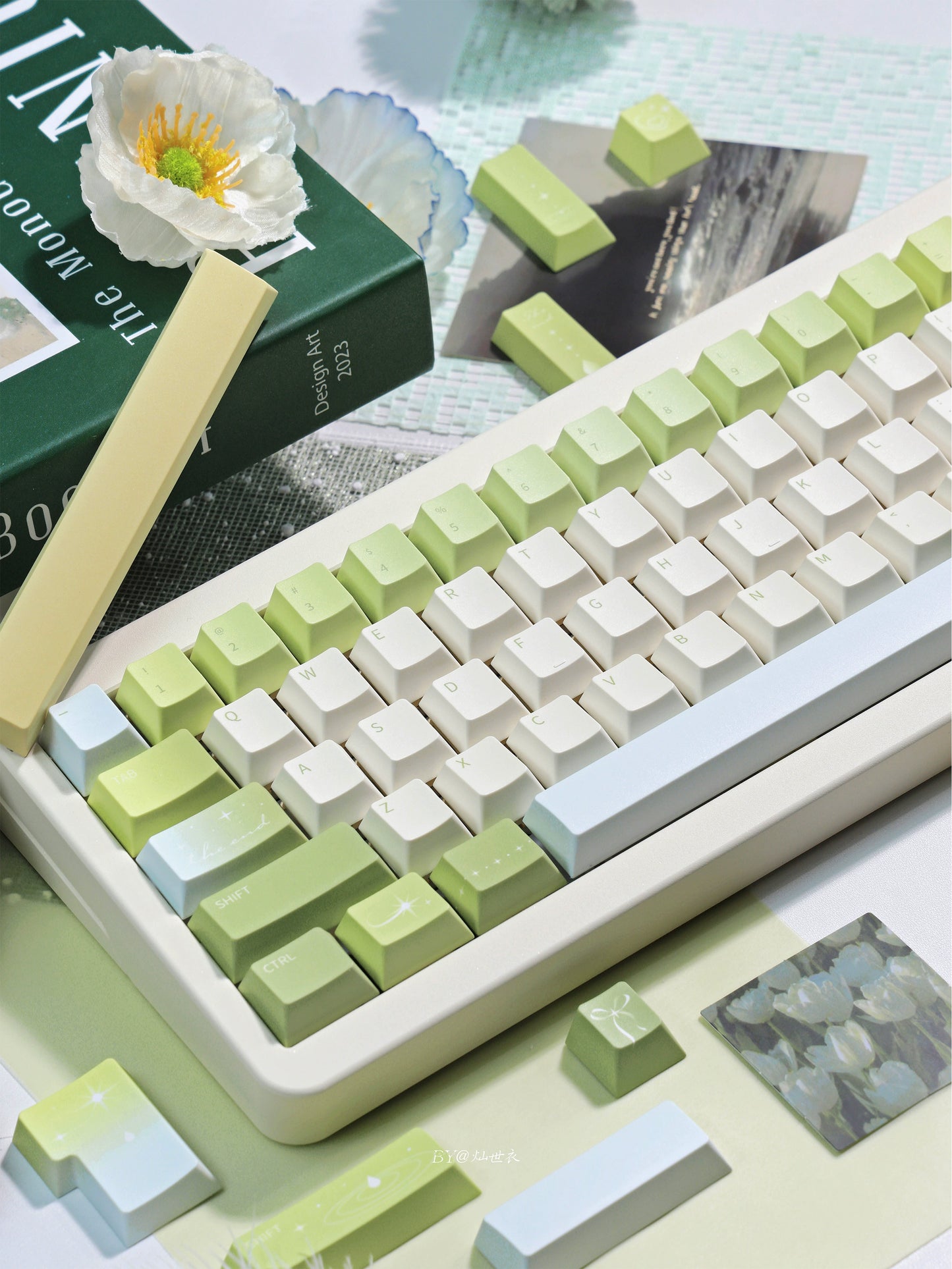 034 Sleepy Rain Simple Fresh Green Cherry Profile Keycaps 139 keys