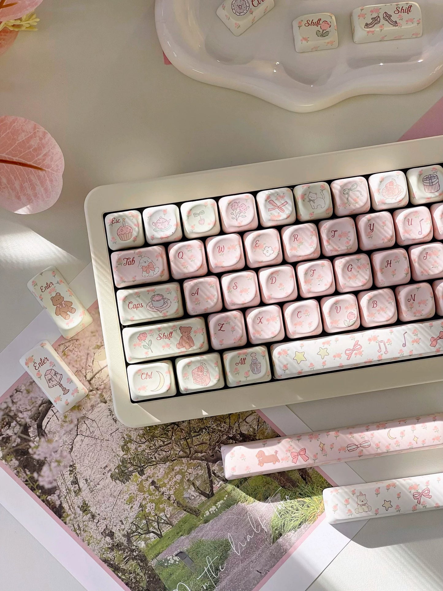 001 Flower French Style Spring Floral Gift Moa Profile 140 Keys Cute Keycap Set LlilyX Lab flower keycaps