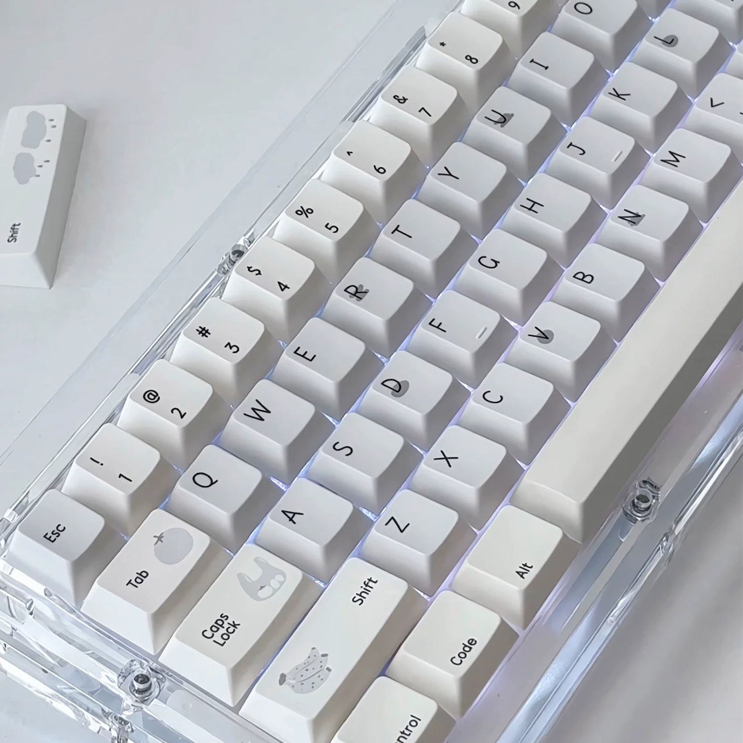 #0280 Cream Sticky Notes Simple and Milk White Pale Gray Keycap Cherry Profile