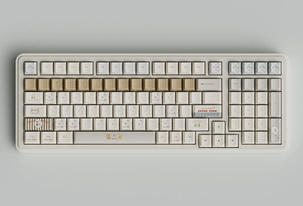 #0283 Milk Coffee Bear Cream Letter Tea Party Keycap Cherry Profile Designed By COLA