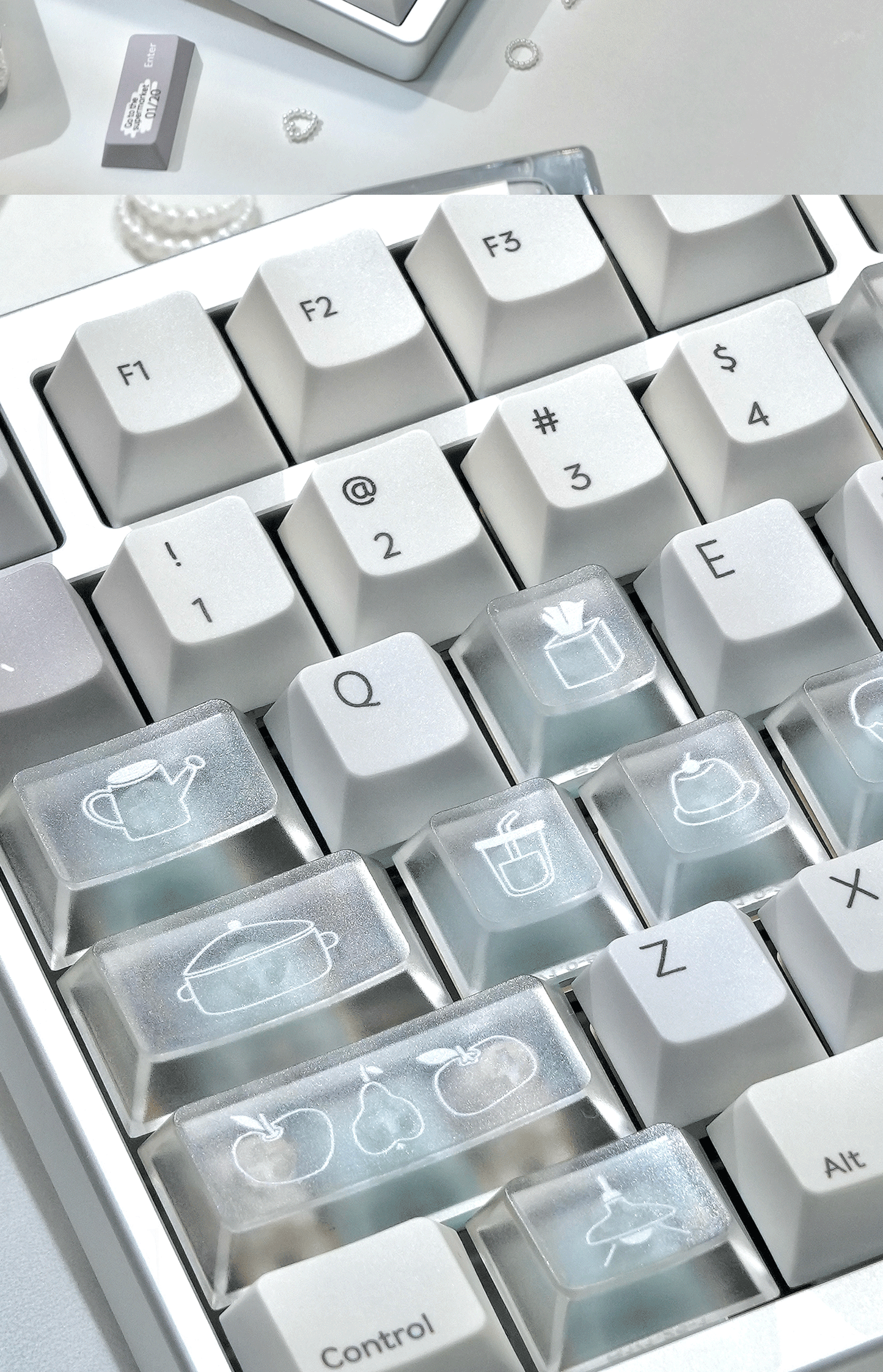 #0280 Cream Sticky Notes Simple and Milk White Pale Gray Keycap Cherry Profile