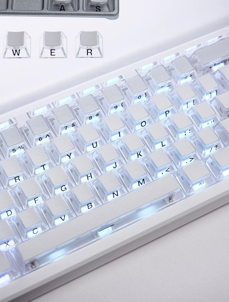 #0213 Leather Top Clear Keycaps Designed By OSHID（only keycaps not including keyboeard)
