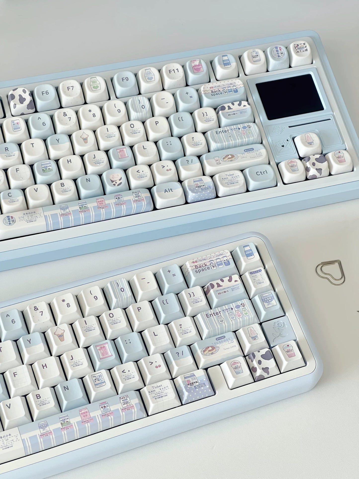 #0297 Hokkaido Milk Blue and White Japanese Style PBT Keycaps for Mechanical Keyboards Designed By SeeYou