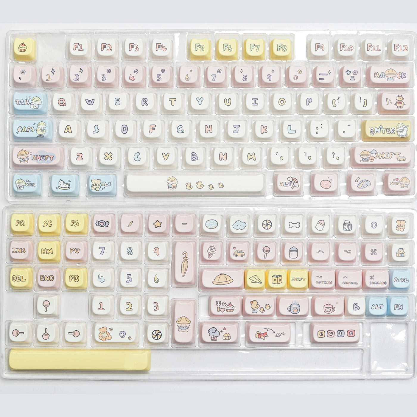 Pastel Blue Pink and Yellow Baby Puppy MOA Profile Keycaps 138 Keys