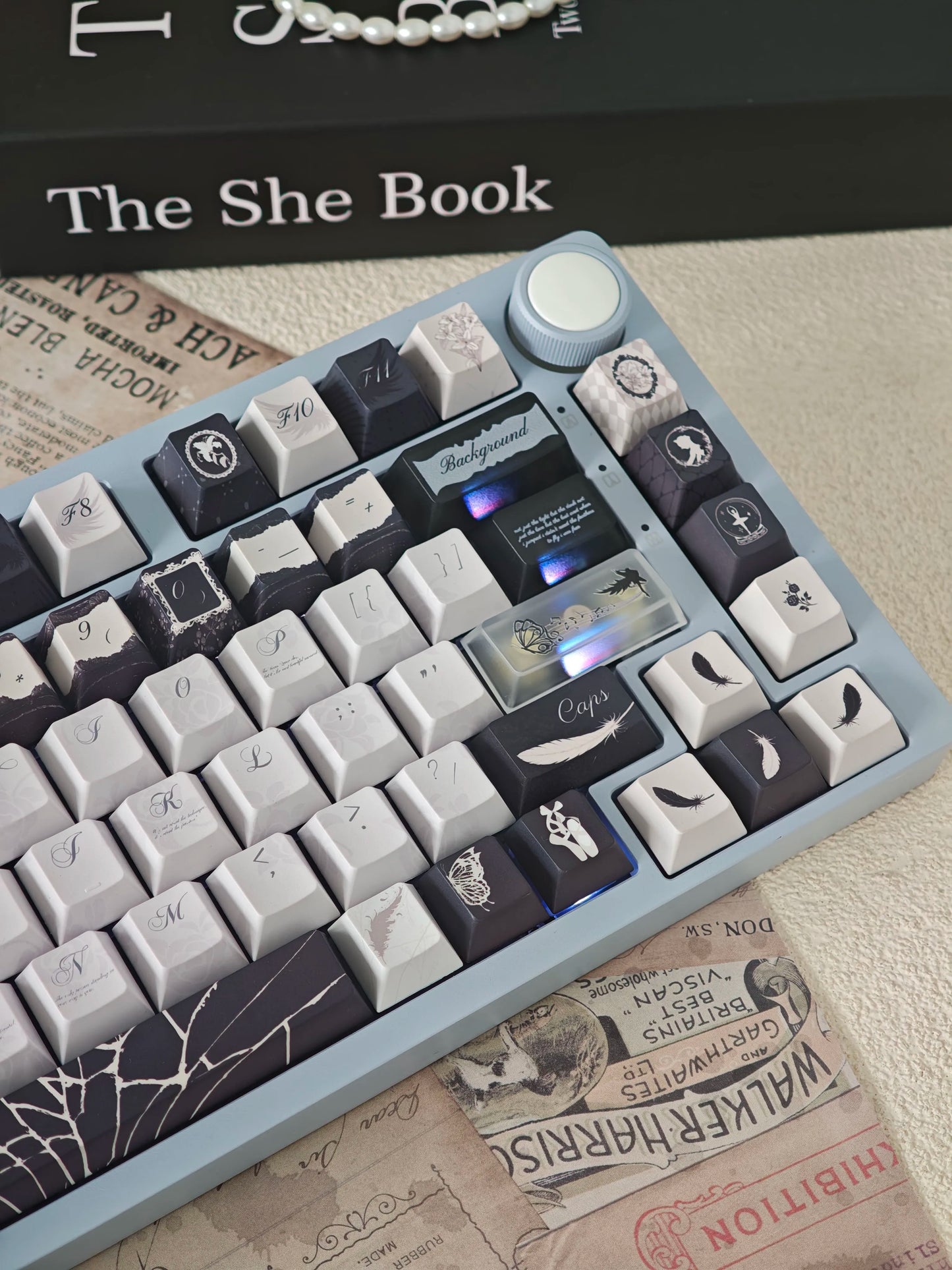 #0229 Dance of Ashes Black White Grey Keycap Designed By Miller