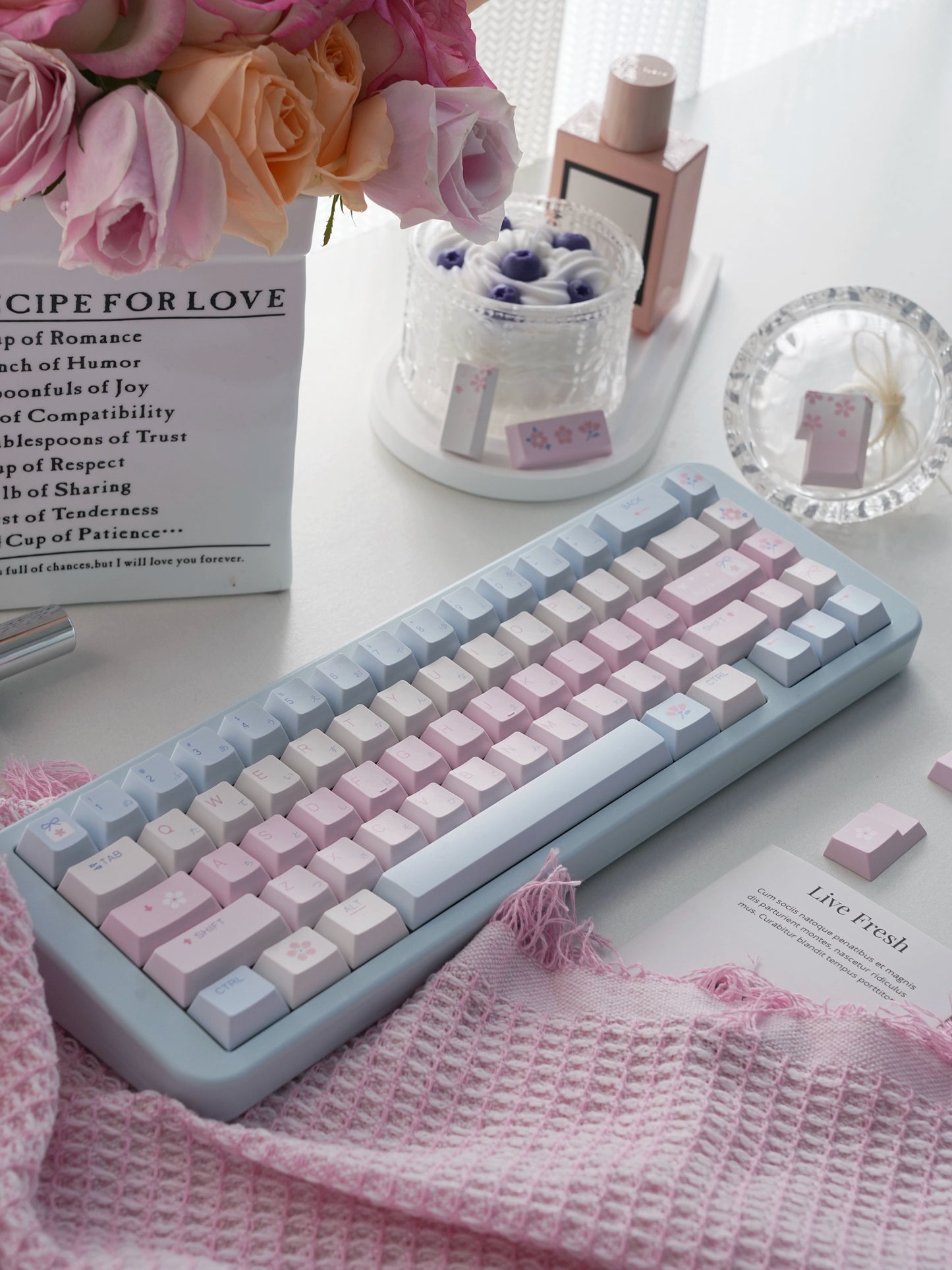 106 Love Air Pastel Pink Blue Keycap 143-key