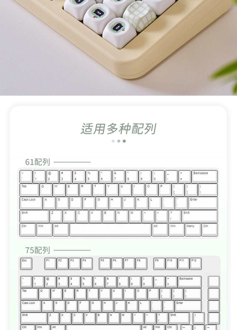 116 Apple Cat Girl Pink Green Cute Keycap 129-key