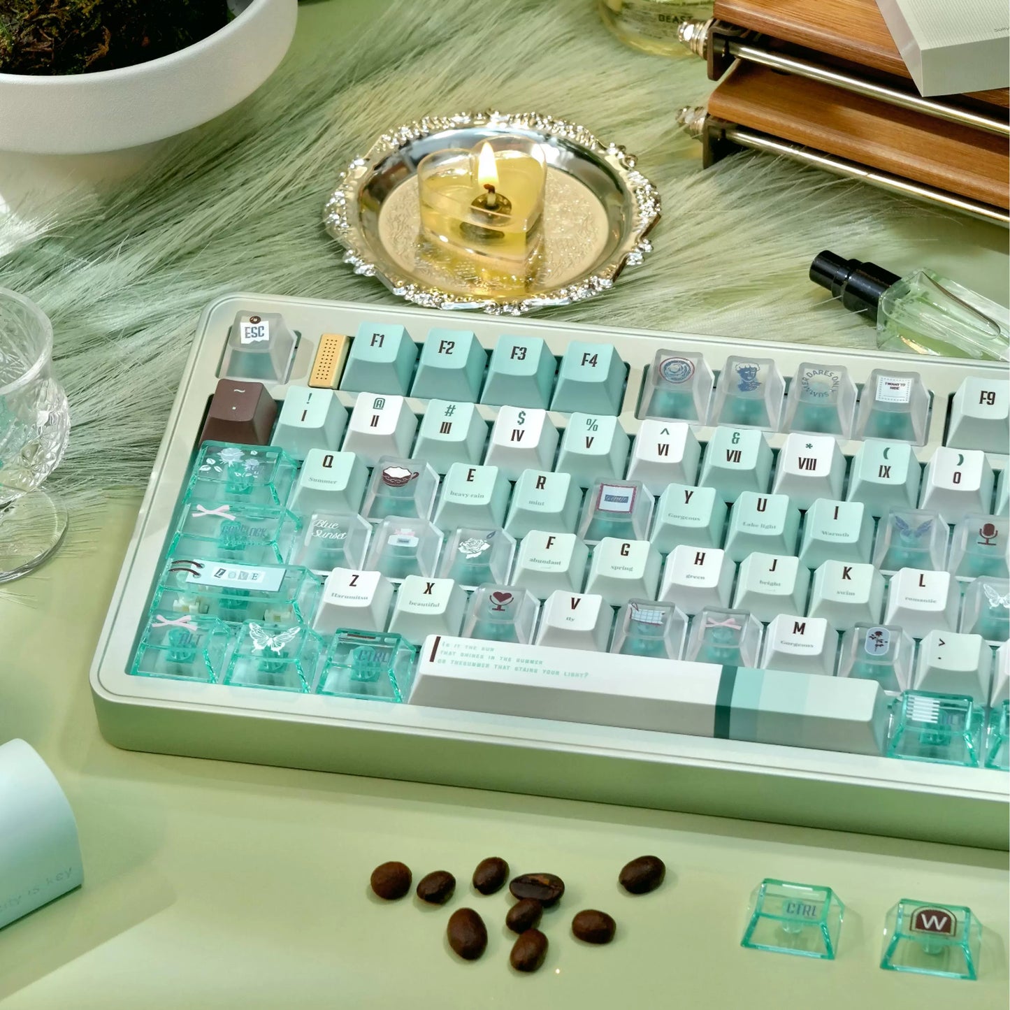 #0241 Mint Chocolate Mambo Keycap Green Brown Keycap Cherry Profile (not including keyboard)