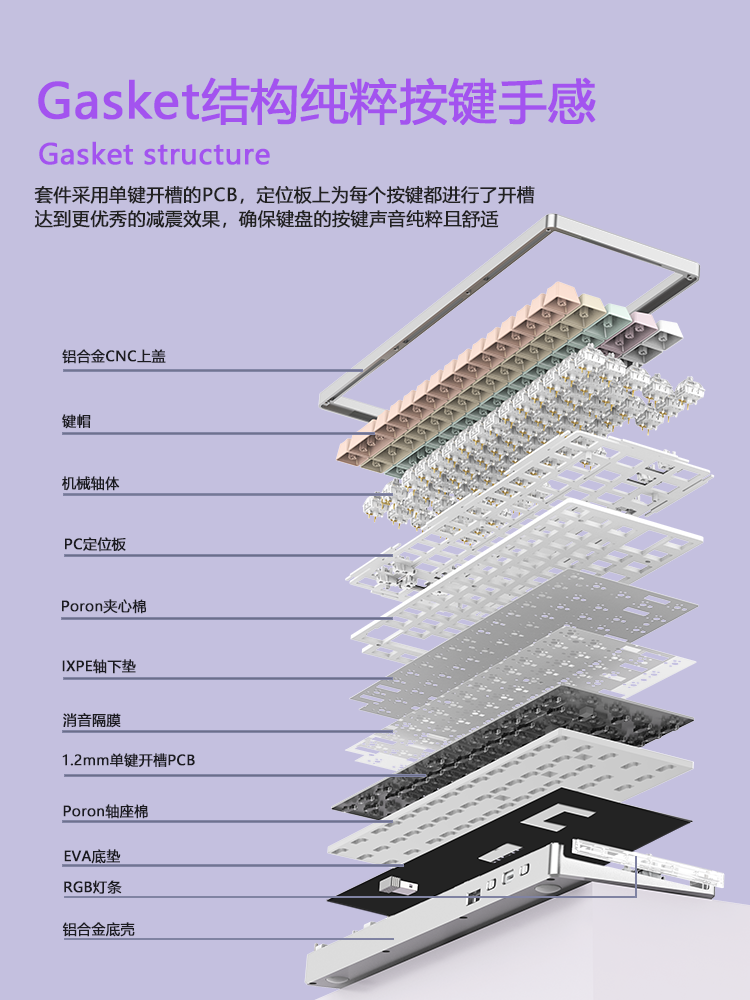 Prebuild Xinmeng M67 tri-mode  aluminum customized mechanical keyboard Gasket structure hot swappable pcb with gradient color side print translucent keycap